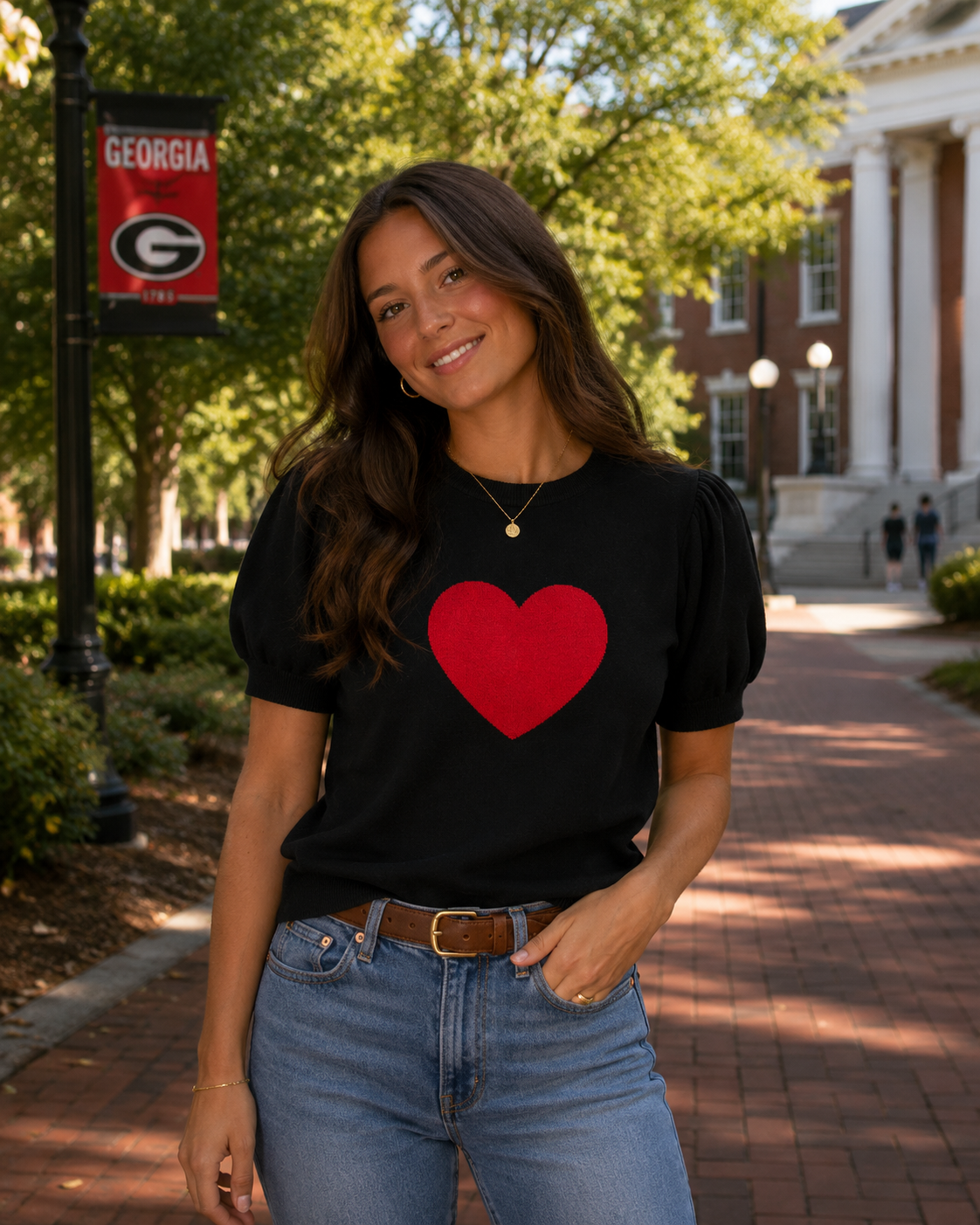 Short Sleeve Heart Sweater