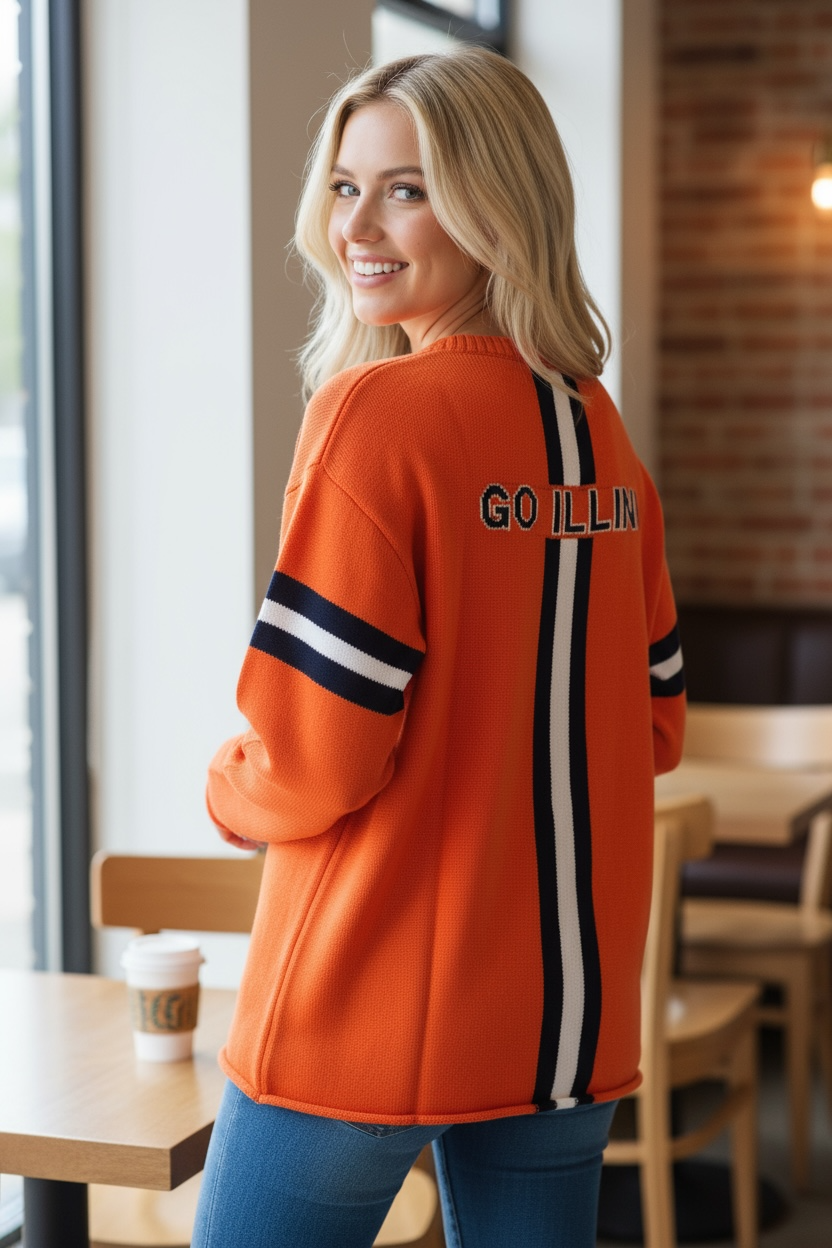University of Illinois Long Sleeve – Orange Sweater