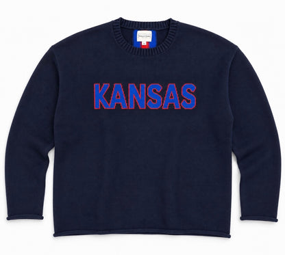 Kansas Navy Long Sleeve - ROCK CHALK