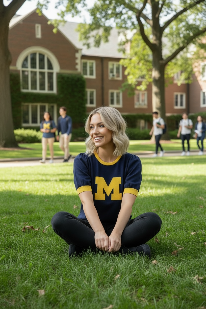 Michigan Short Sleeve Pintuck shoulder