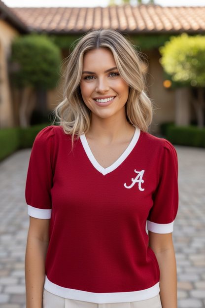 Alabama Short Sleeve sweater - Crimson