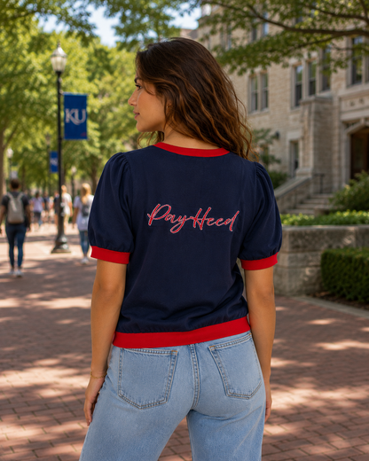 Kansas Jayhawk Navy short sleeve - PAY HEED