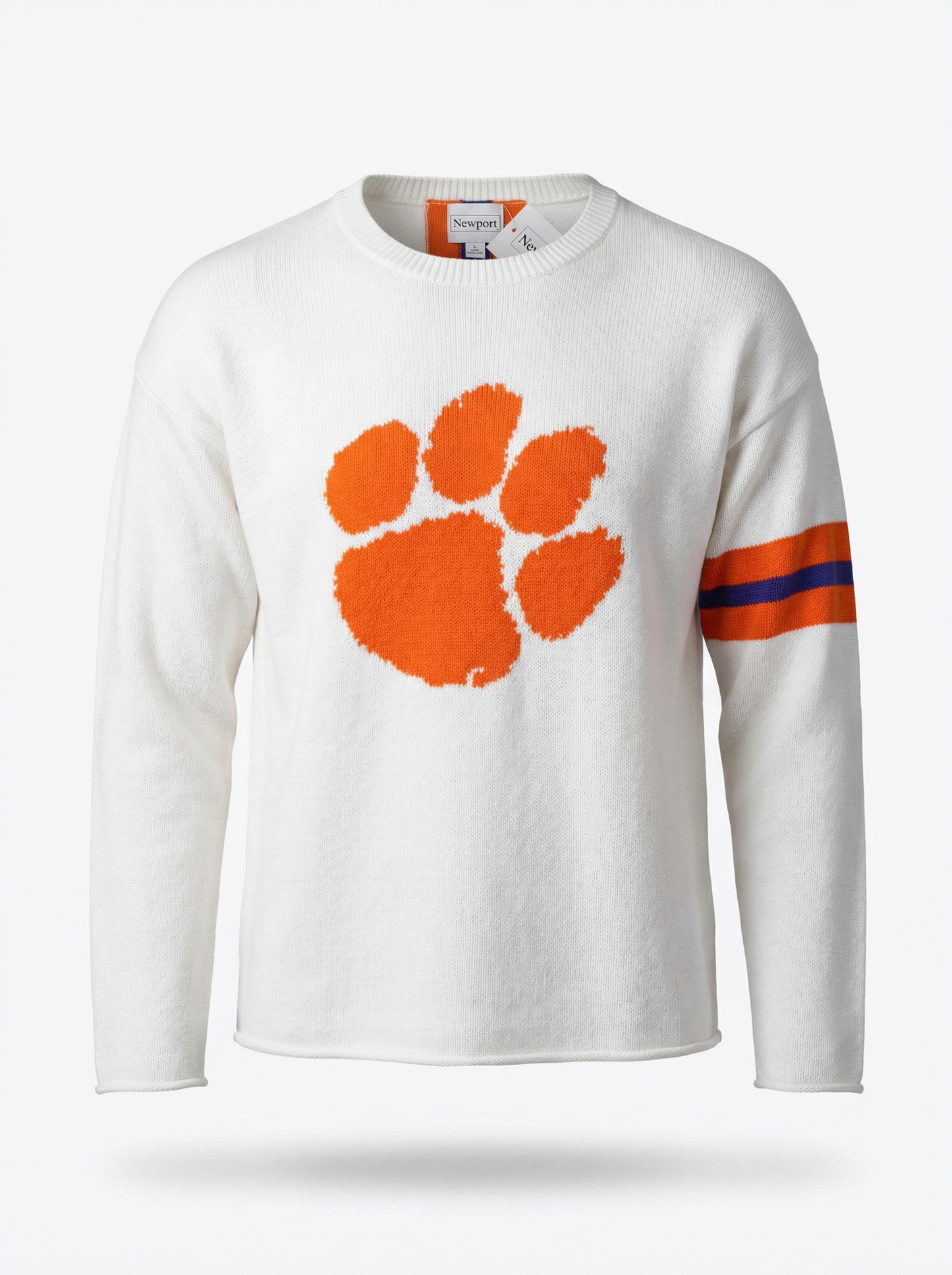 Clemson University Tiger Paw white crewneck sweater