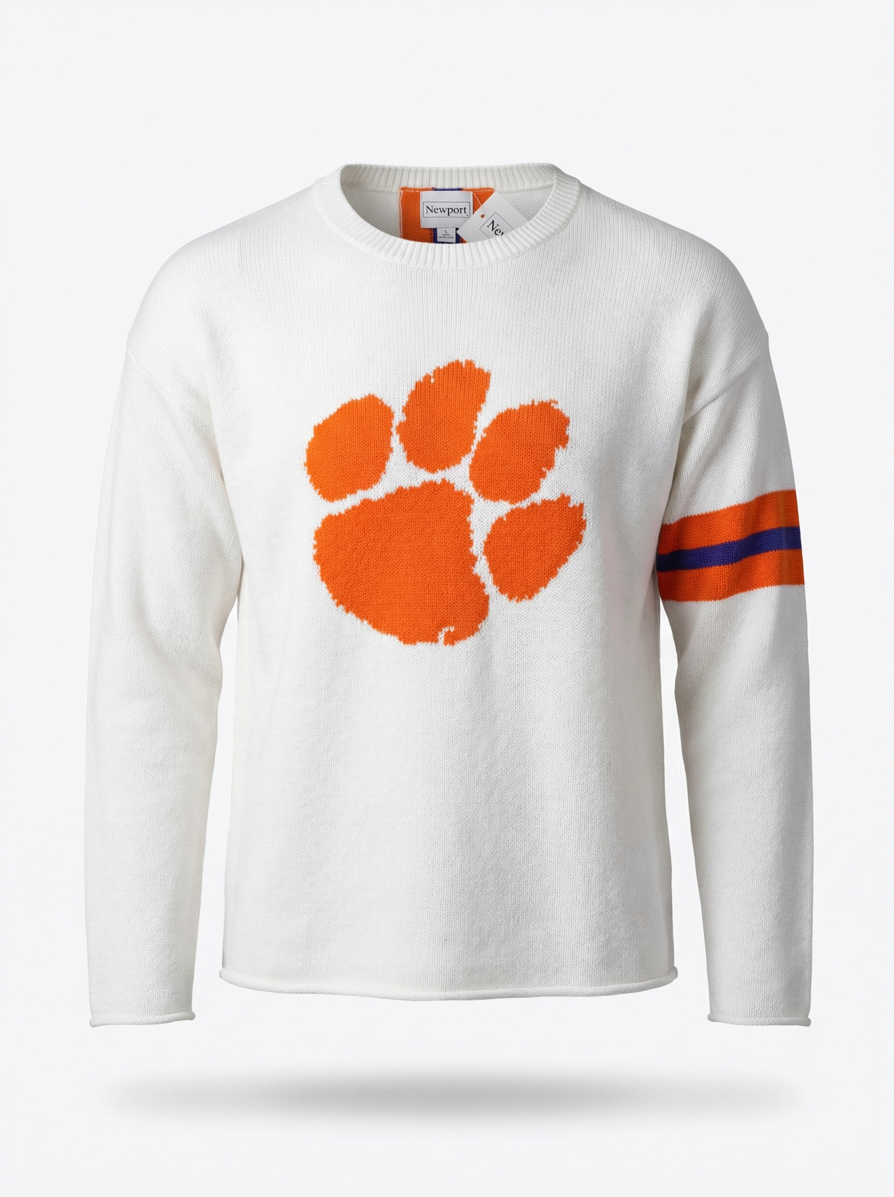 Clemson University Tiger Paw white crewneck sweater