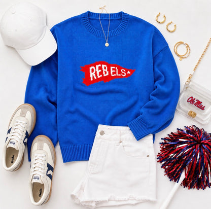 Rebels Pennant - OLE MISS powder blue long sleeve