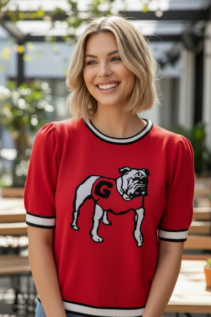 Georgia Standing Dog Short Sleeve - Red Design