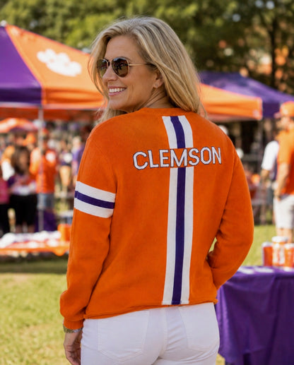 Clemson University Tiger Paw Orange Crewneck Sweater