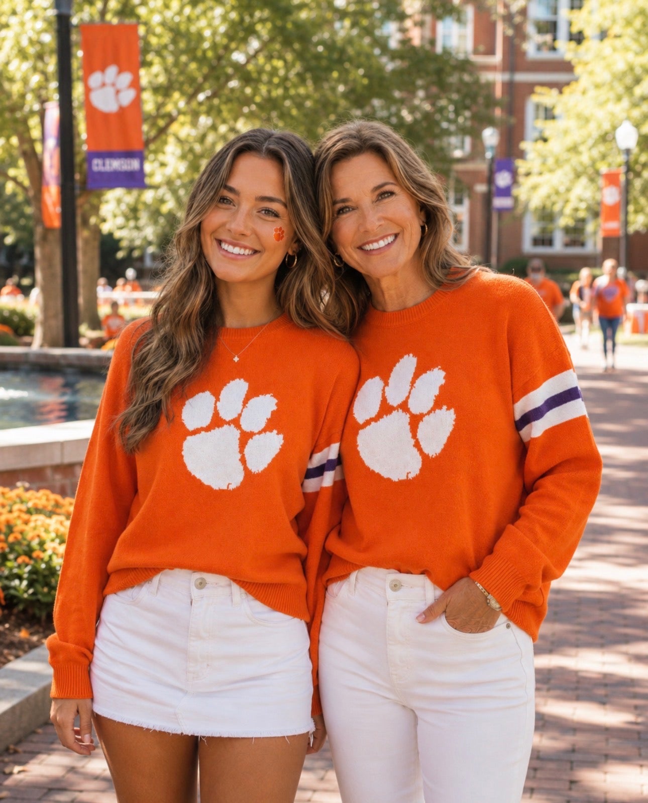Clemson University Tiger Paw Orange Crewneck Sweater