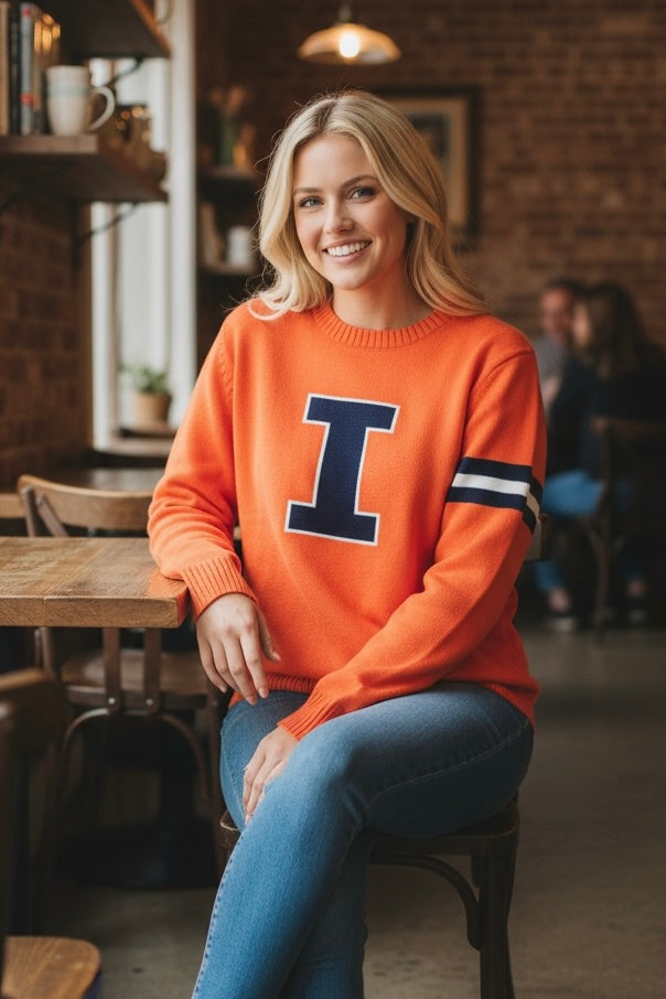 University of Illinois Orange Cotton Sweater - Newport Knits