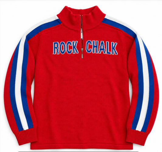 Kansas Jayhawks 1/4 Zip - ROCK CHALK Red