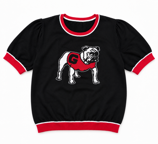 Georgia Standing Bulldog Short Sleeve - Black Design