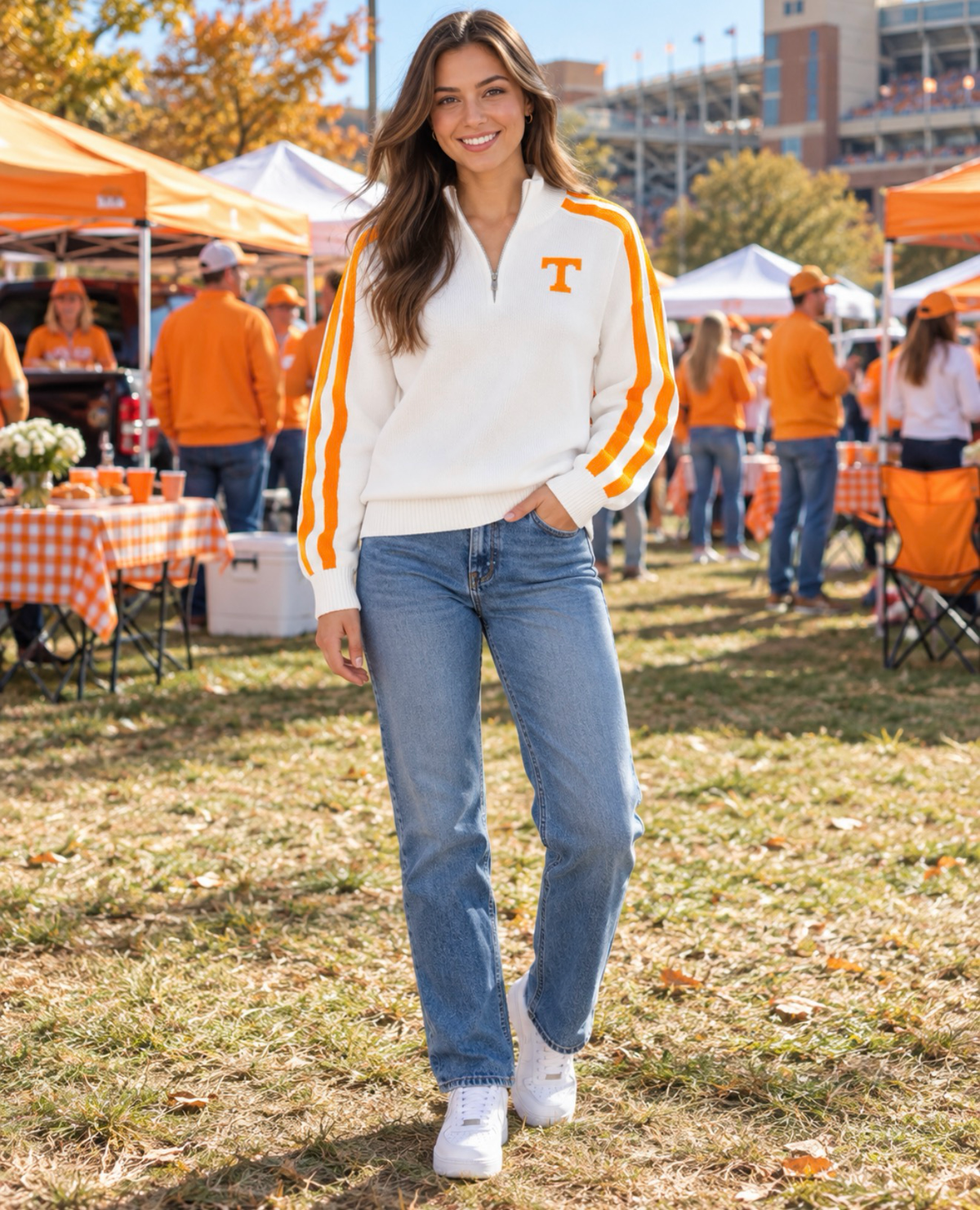 Tennessee Vols White 1/4 Zip sweater