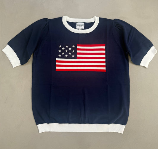 Stars and Stripes Short Sleeve USA Flag sweater