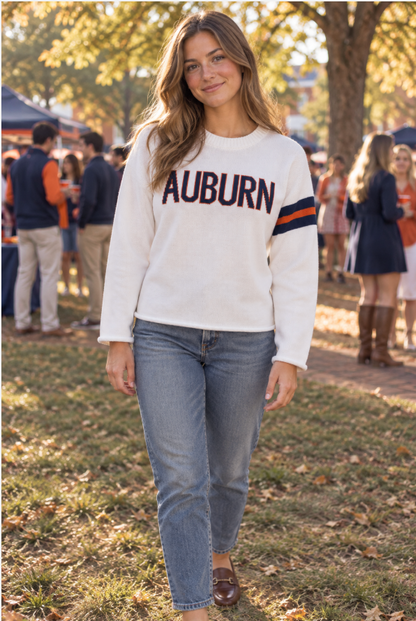 Auburn University Long Sleeve – White Crew