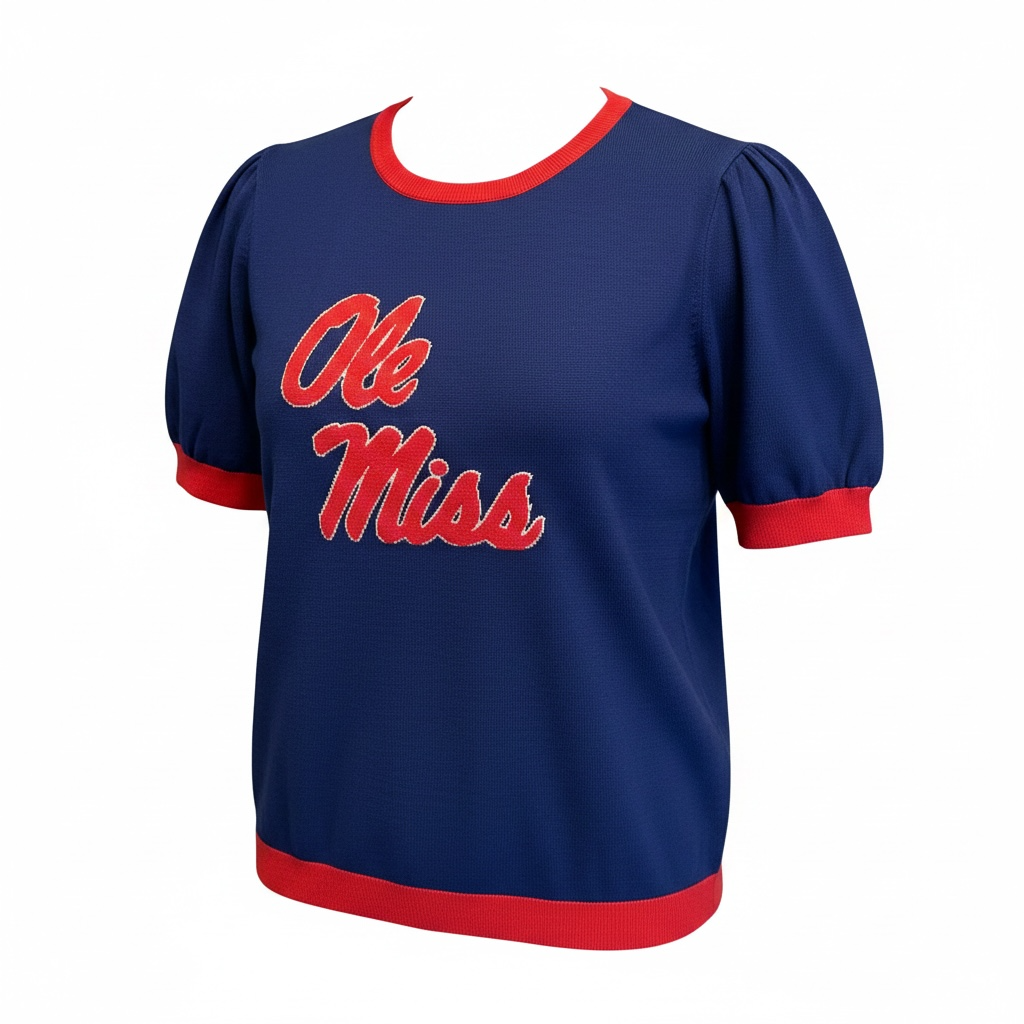 OLE MISS Short Sleeve pintuck shoulder - Navy color