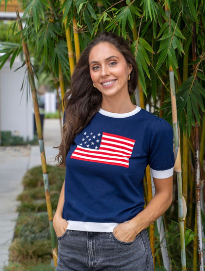 Stars and Stripes Short Sleeve USA Flag sweater