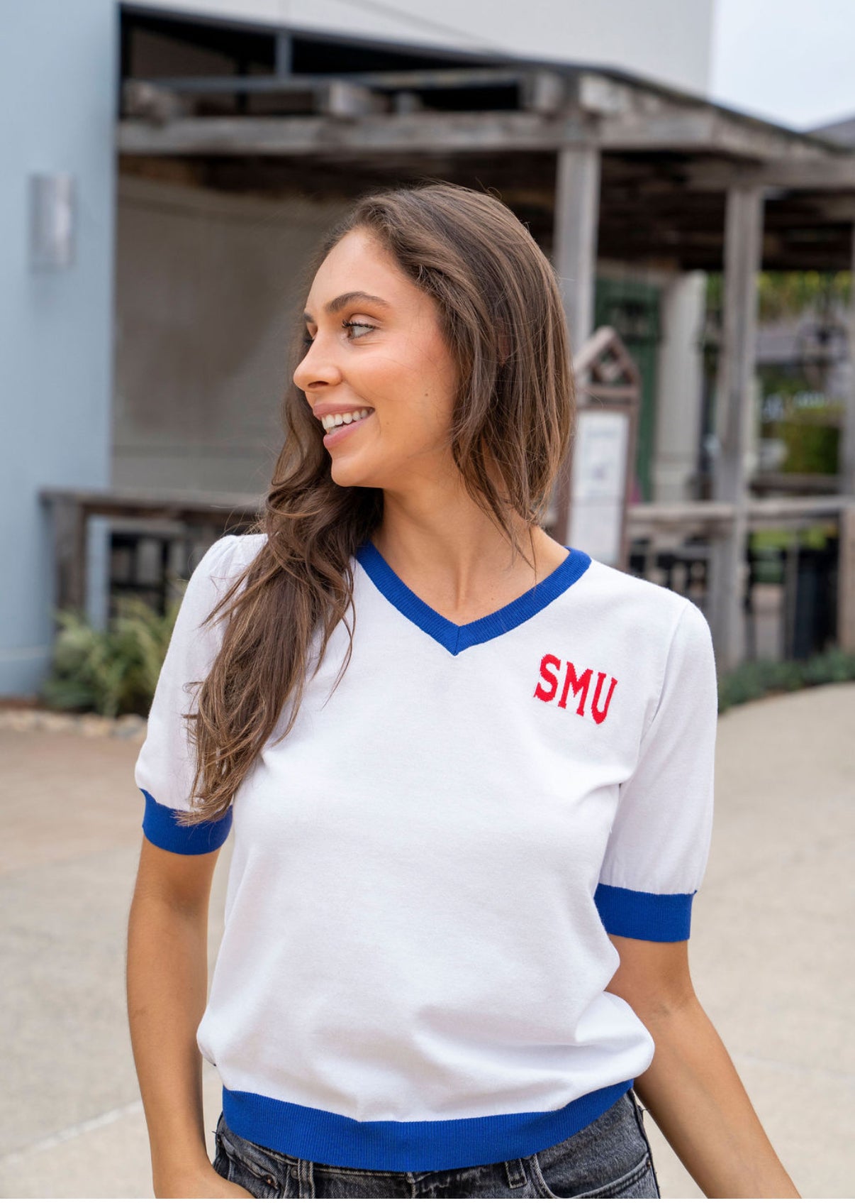 SMU Short Sleeve sweater